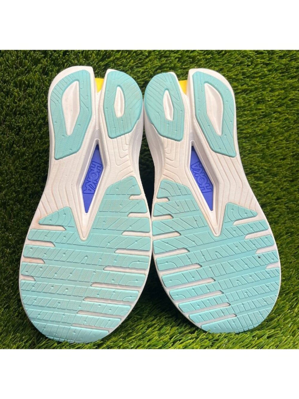 Hoka Women's Coral Yellow Teal Running Shoe - Picture 7 of 9